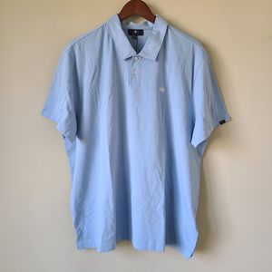 NWT 7 For All Mankind Mens Long Sleeve Polo Shirt Size XXL Light Blue Classic